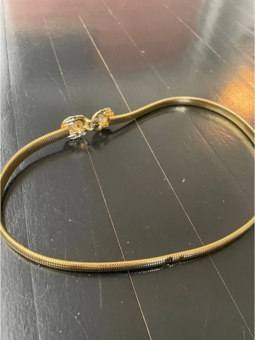 Vintage Gold Lion Head Stretch Snake Belt 24”